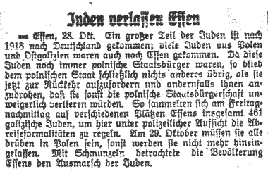 Raport z Rheinisch-Westfälischen Zeitung (Essen) z 29.10.1938